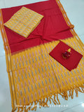 Pure  ikkat Cotton Unstitched Suit With Dupatta