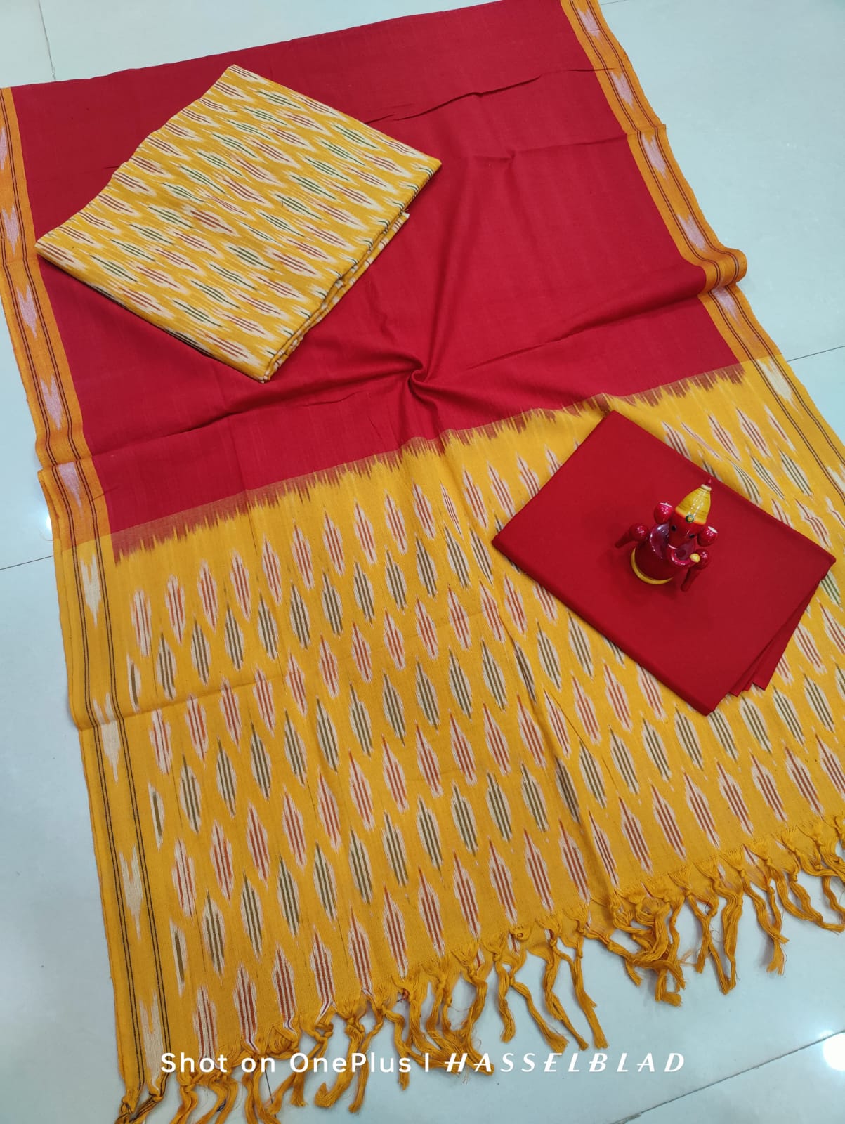 Pure  ikkat Cotton Unstitched Suit With Dupatta