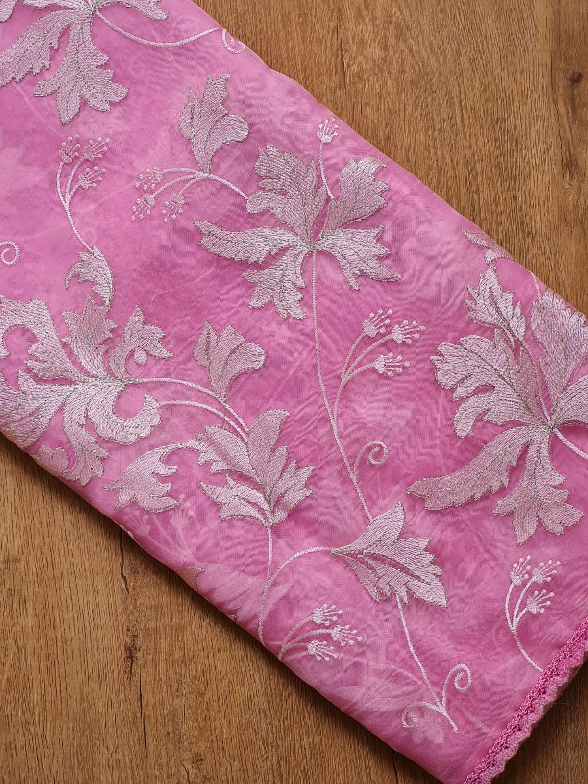 Pure organza silk chikankari work  saree with heavy blouse