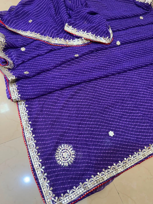 Georgette Gota Patti Work  Saree With Blouse
