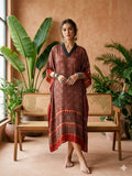 Pure Modal Silk Handblock Printed Kaftans Stitched suit With Hand Mirror Work