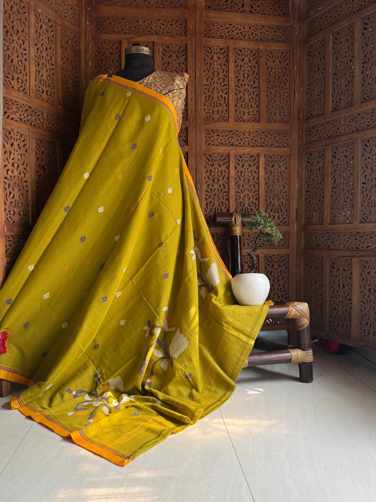 Pure Cotton needle work jamdani Saree