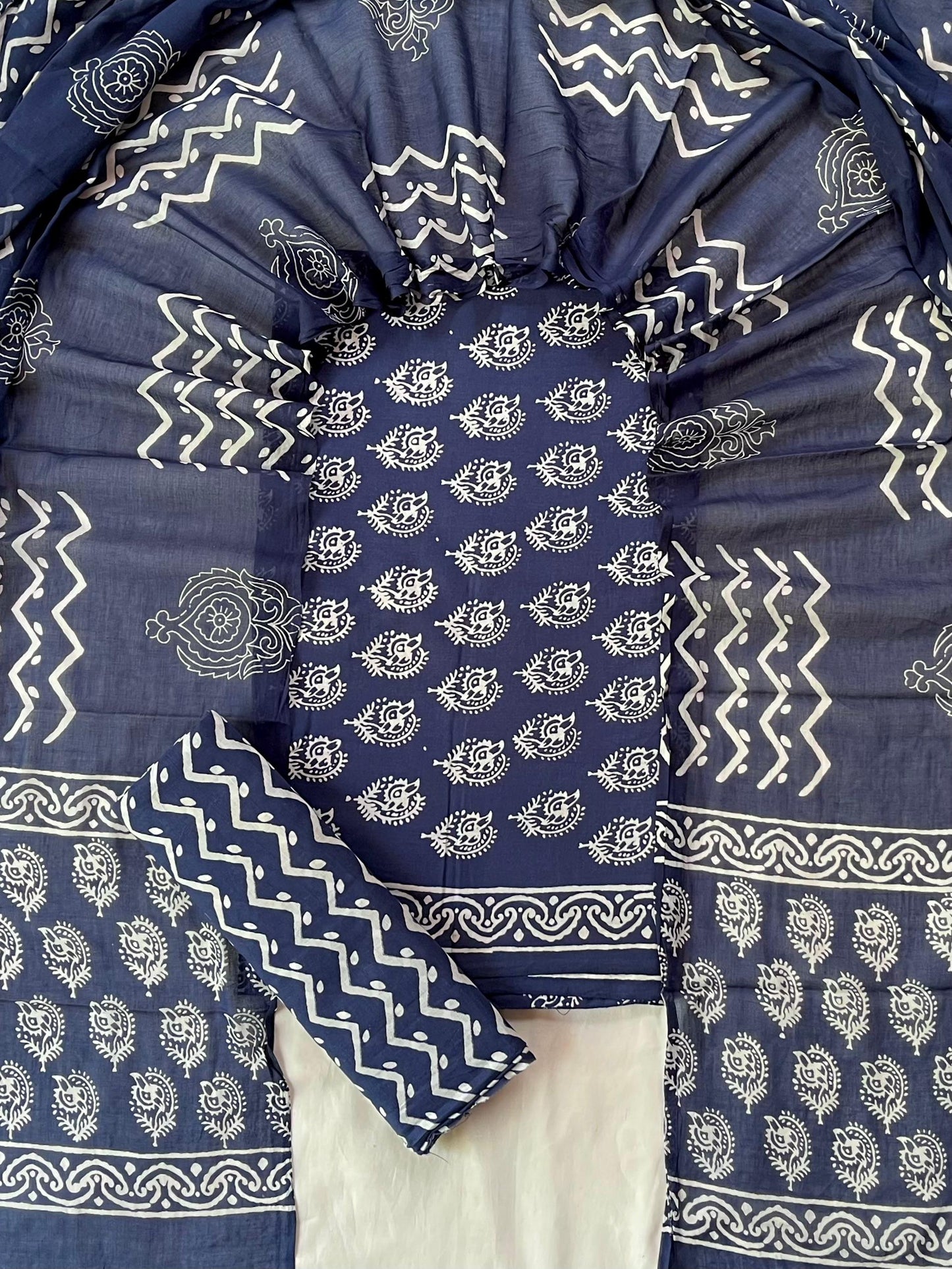 Exclusive new hand block printed cotton suits with cotton duptta