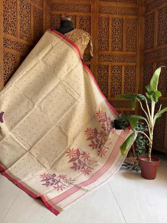 Pure Cotton needle work jamdani Saree