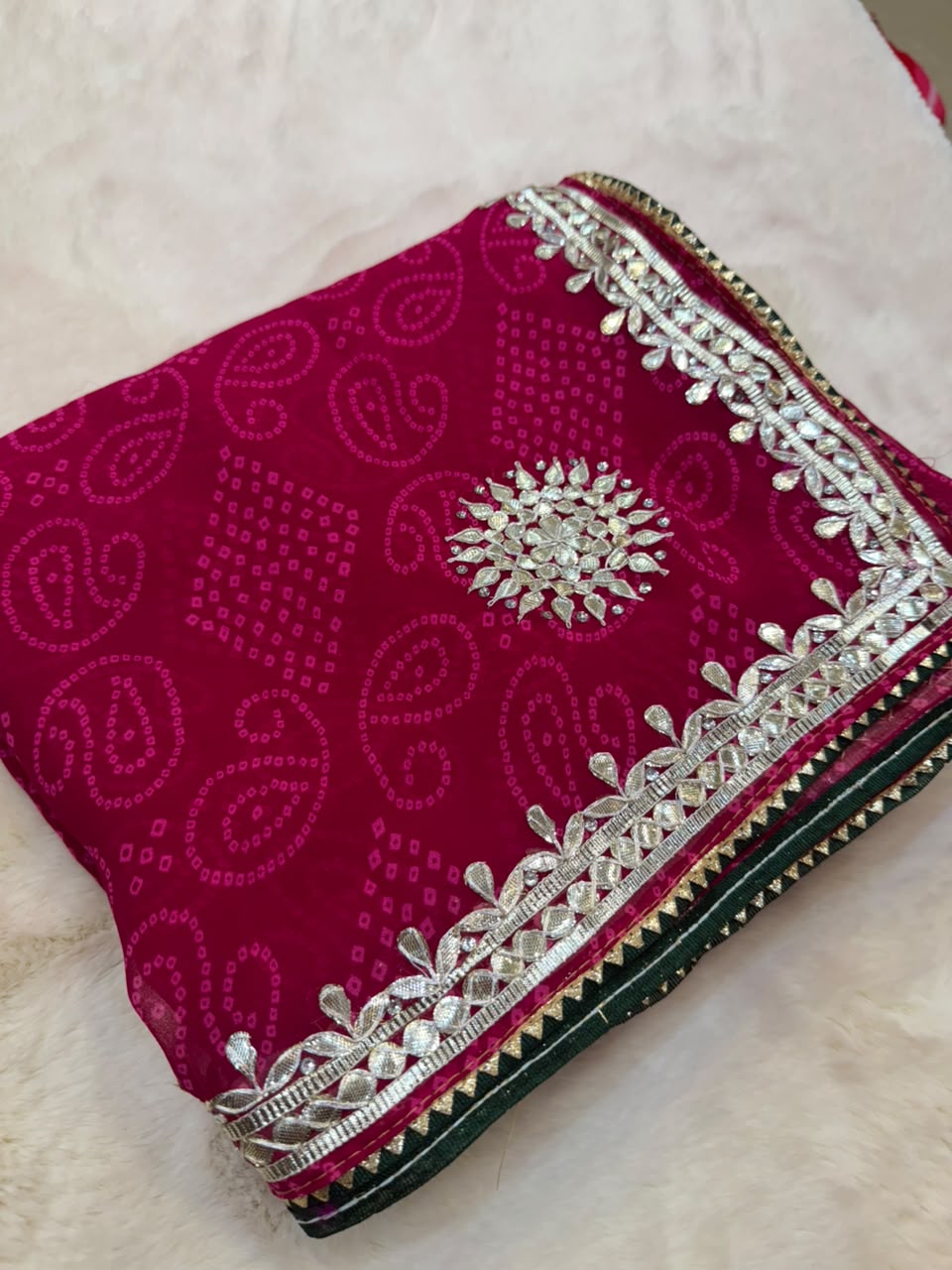 Georgette Gota Patti Work  Saree With Blouse