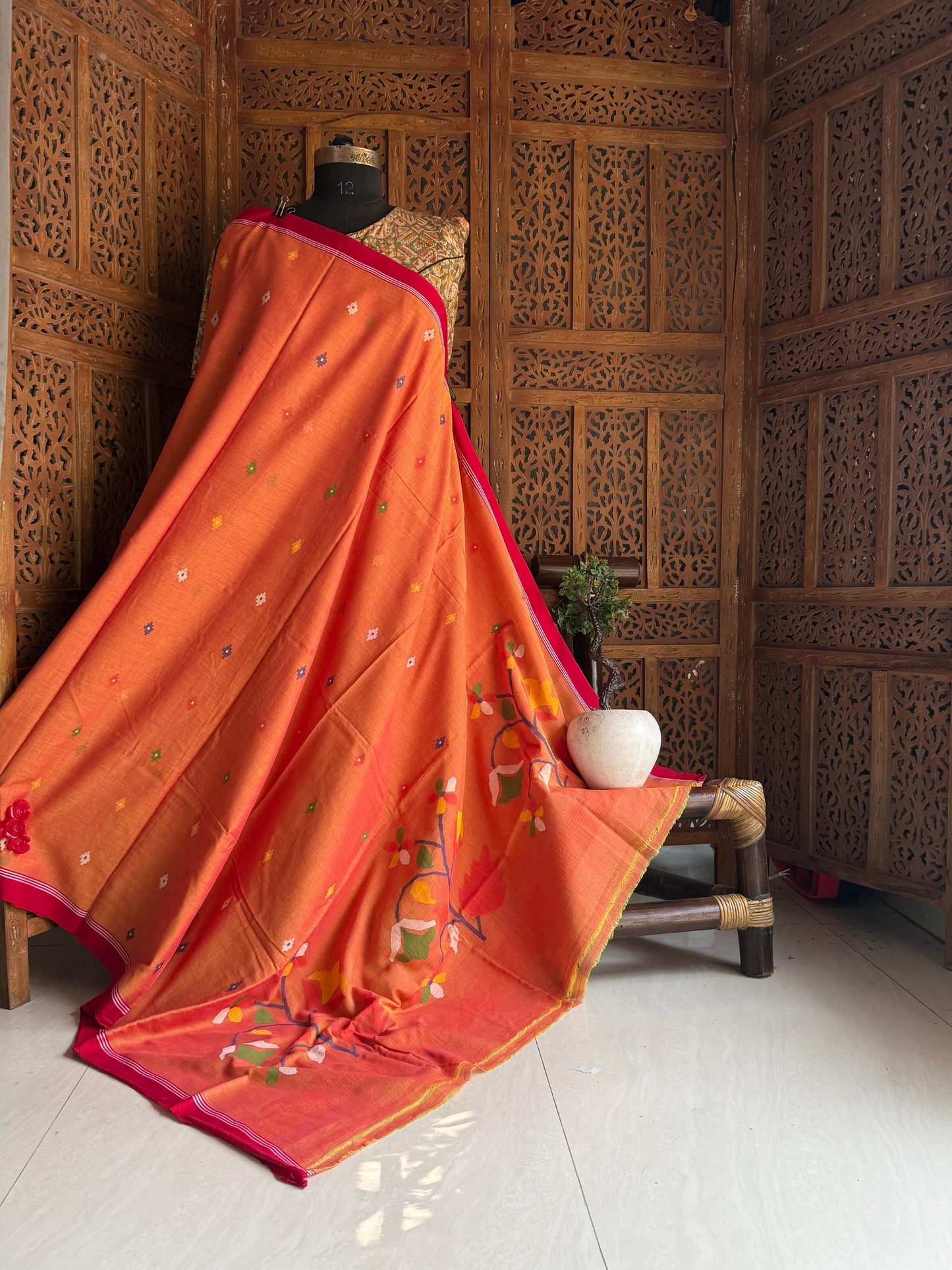 Pure Cotton needle work jamdani Saree