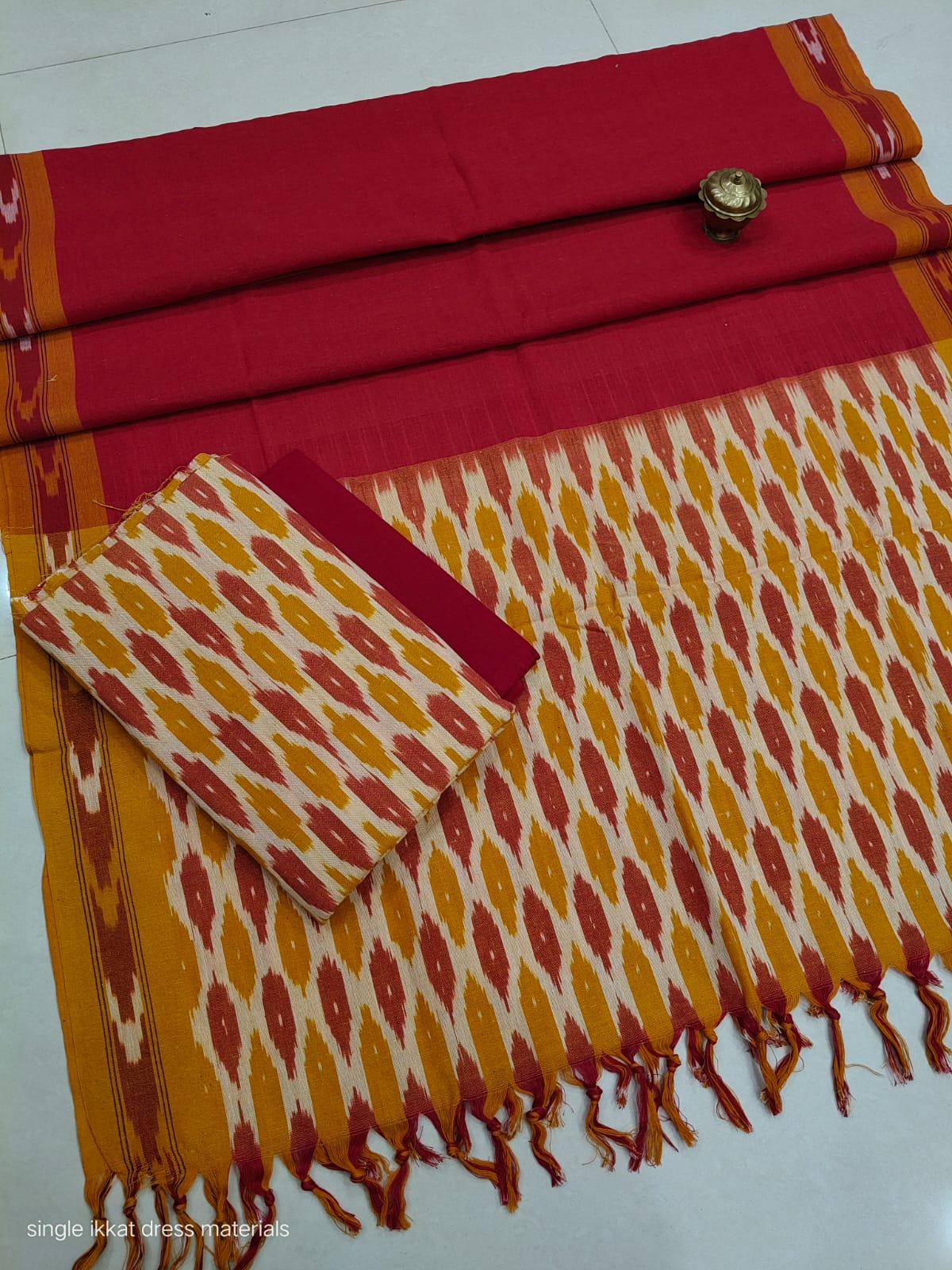 Pure  ikkat Cotton Unstitched Suit With Dupatta