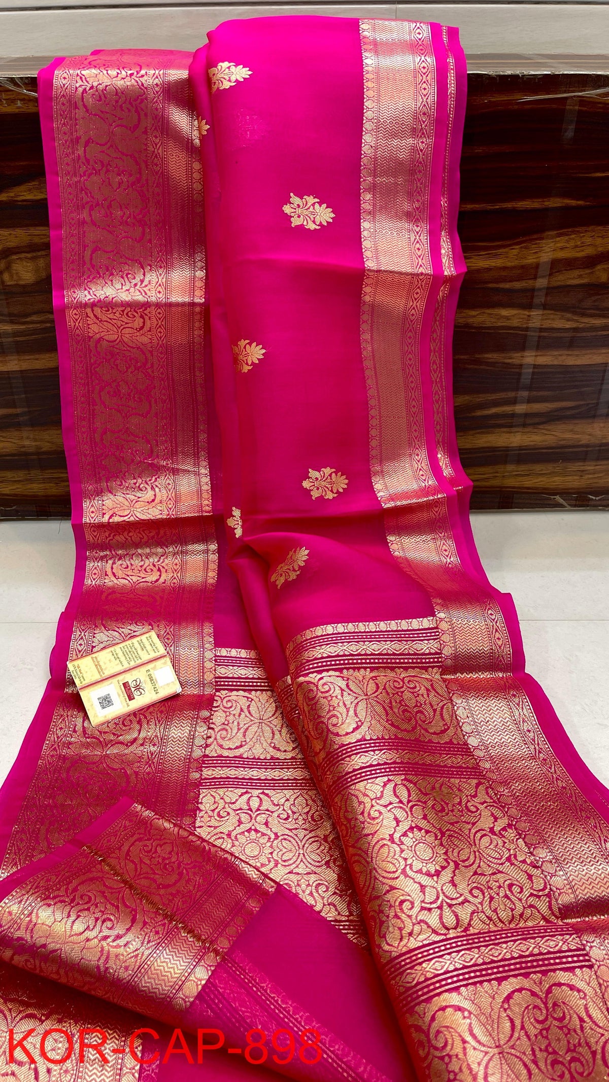 Pure Handloom banarasi  kora Silk Saree With Blouse
