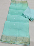 Pure Diamond Chiffon Beautiful Zari Border Work Saree With Blouse