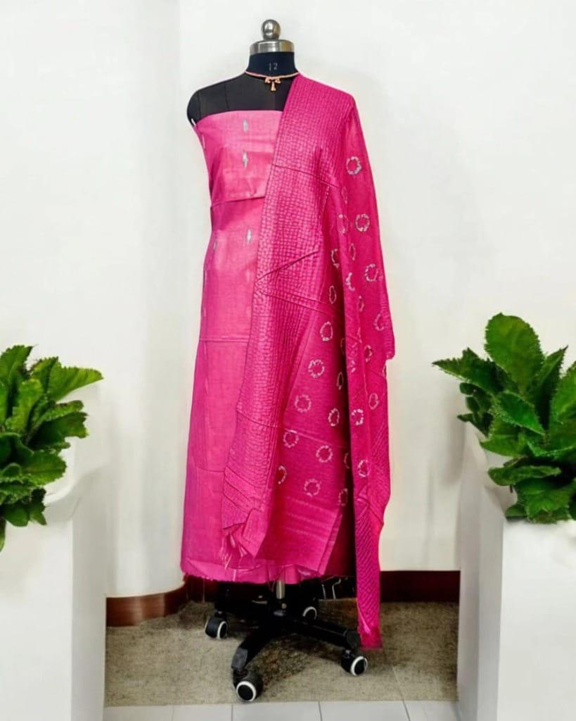 Bhagalpuri Katan Silk 3PC Unstitched Suit