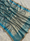 Elegant Tissue Mirror Work Saree with Designer Lace Border