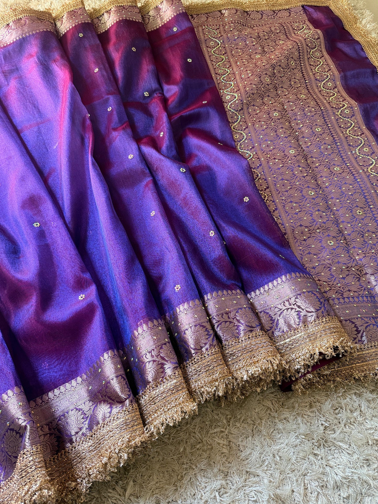 Banarasi Tissue Silk Saree With lace work border