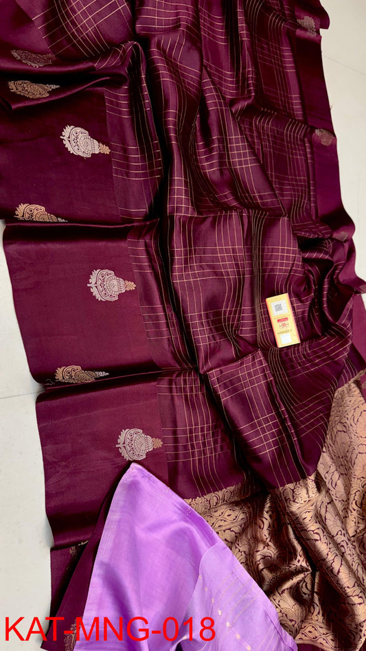 Pure Banarasi  Mango silk Saree With Contrast blouse