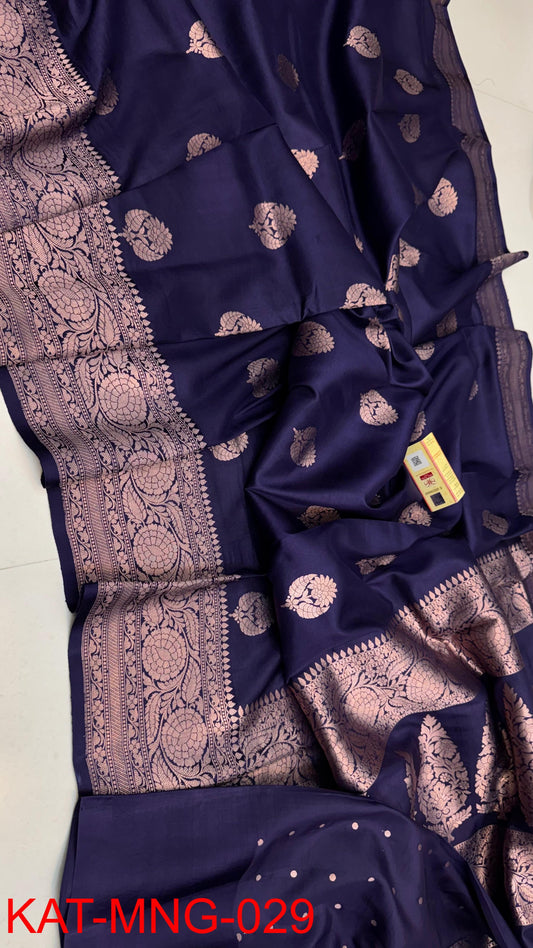 Pure Banarasi  Mango silk Saree With Contrast blouse