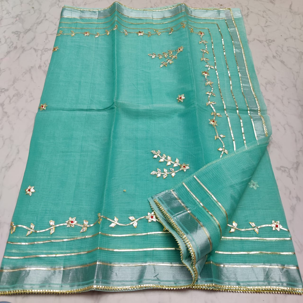 kota cotton kacha gota patti work saree