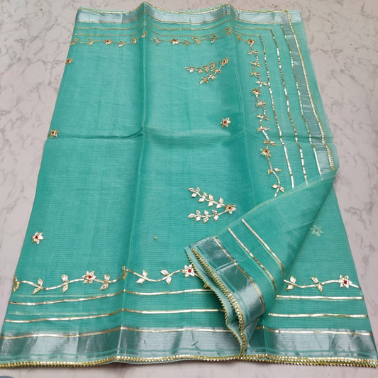 kota cotton kacha gota patti work saree