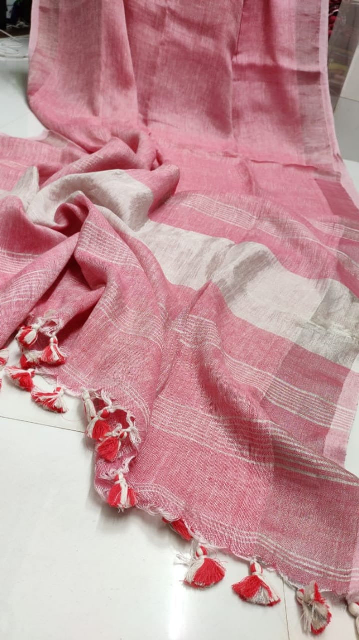 Pure Linen By Linen Saree From the Loom's of Bengal