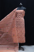 Pure Kota-Doria Unstitched Suit with Embroidery Work