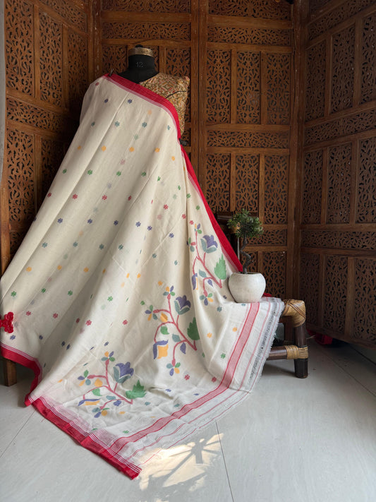 Pure Cotton needle work jamdani Saree