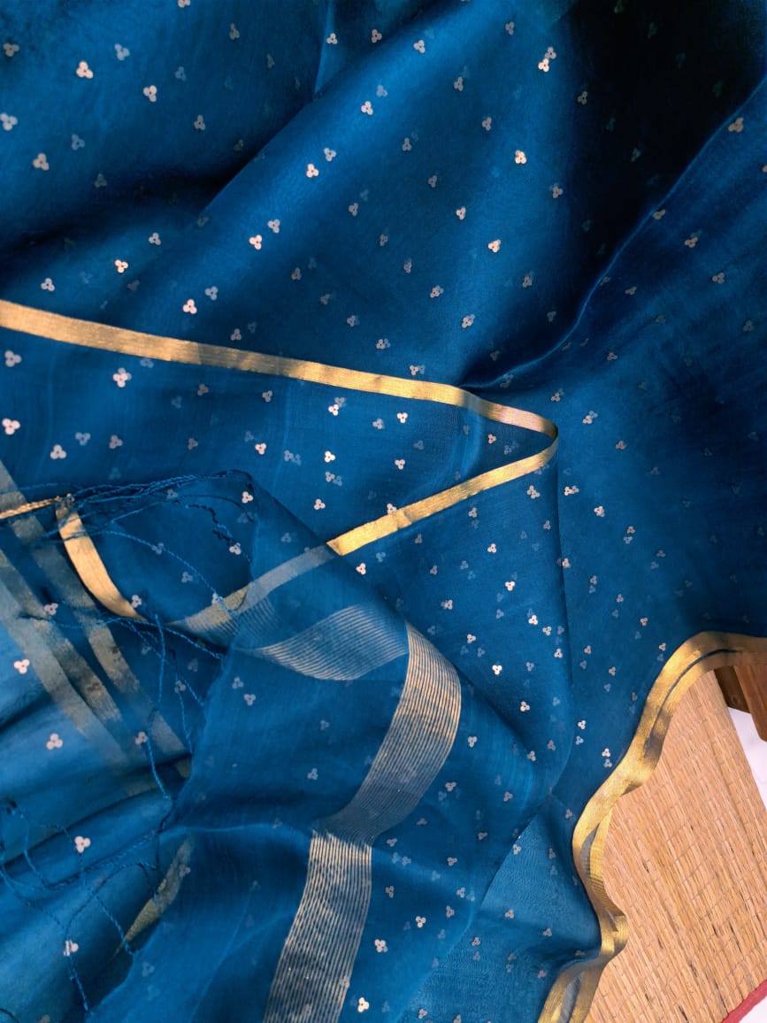 Bengal Handloom Pure Muslin Silk Saree With ( Silk Mark Certified)