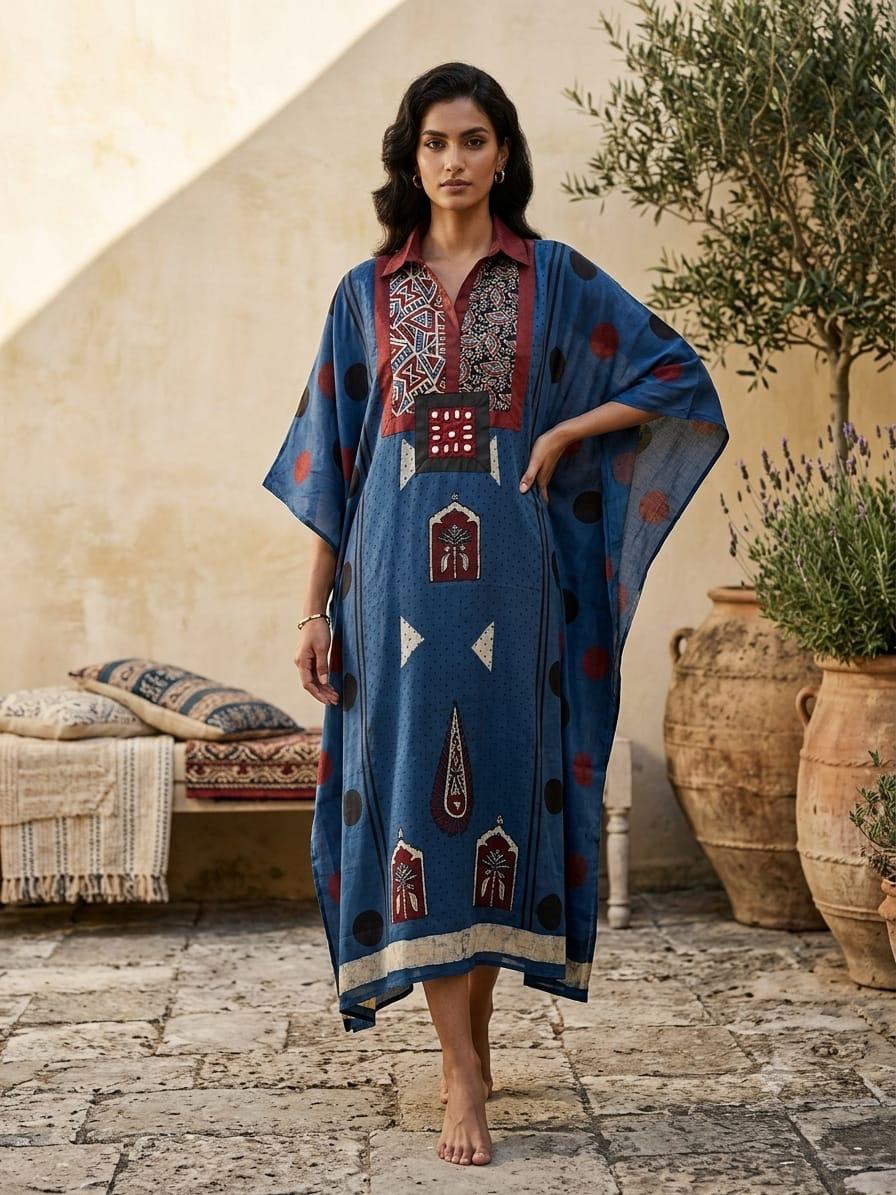 Pure Modal Silk Handblock Printed Kaftans Stitched suit