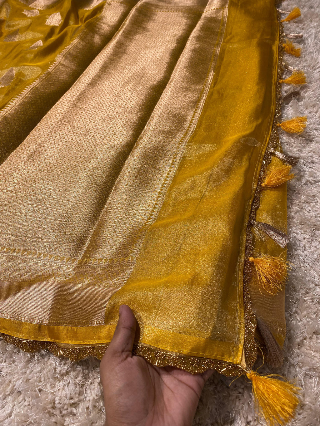 Banarasi tissue soft silk saree  with lace work