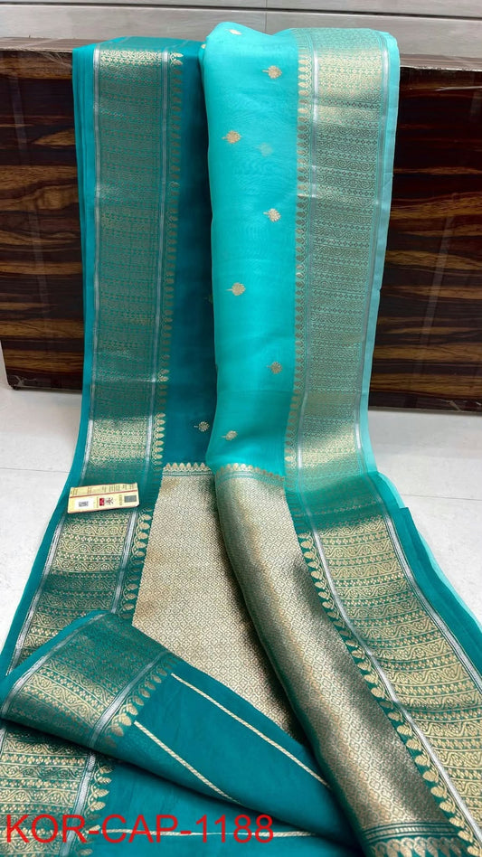 Banarasi Semi Kora Organza Dyeable Silk Saree