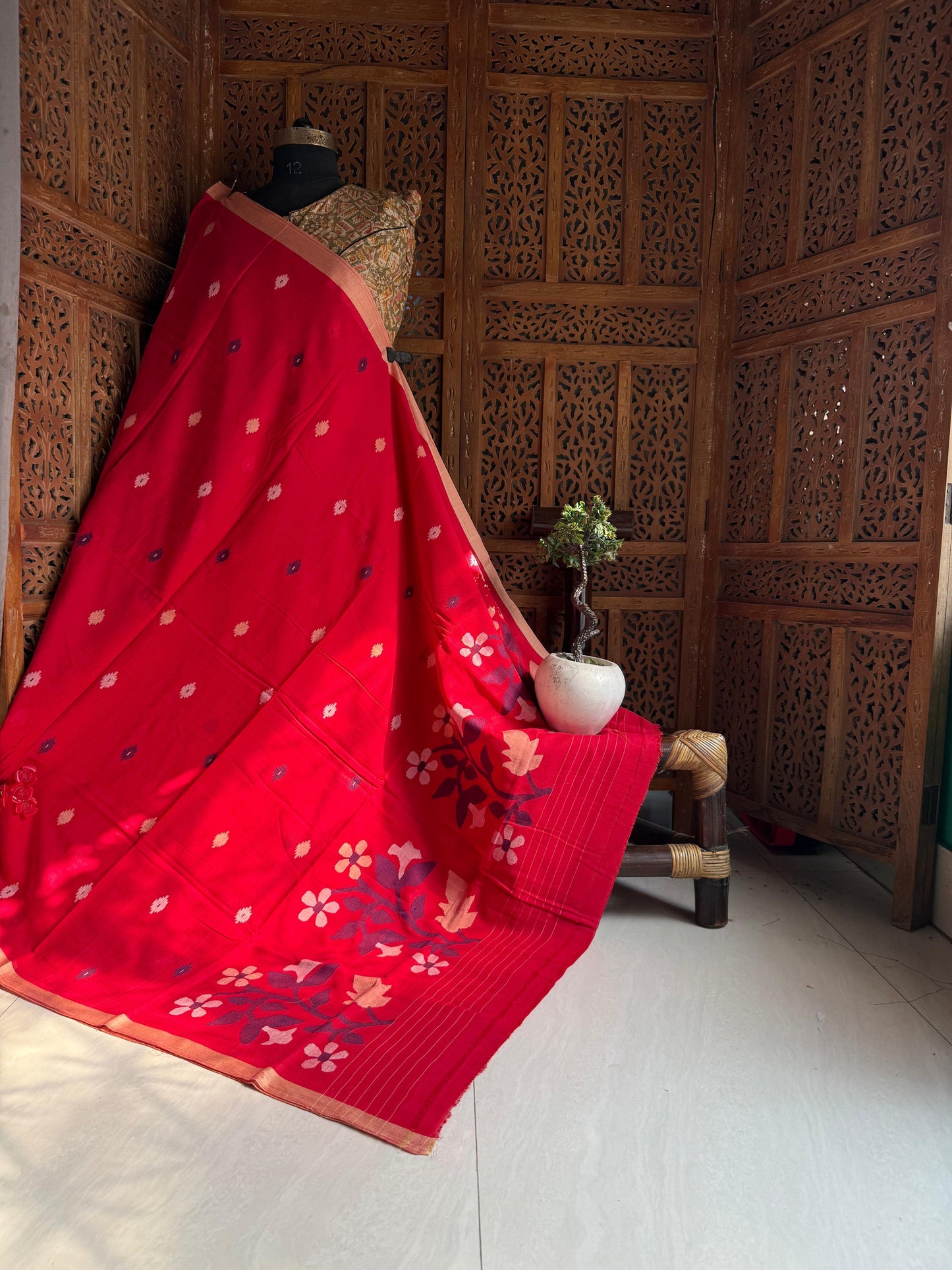 Pure Cotton needle work jamdani Saree