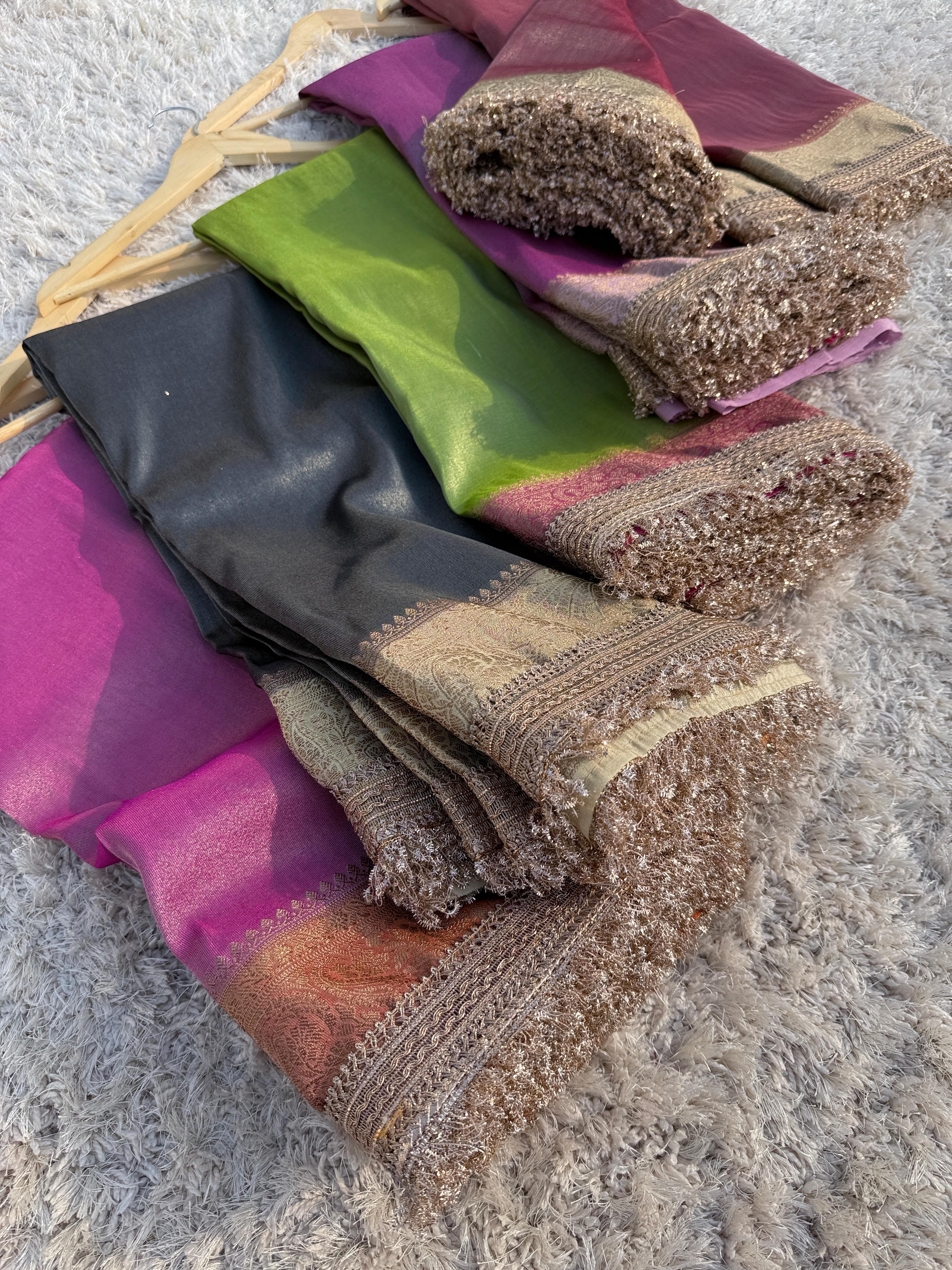 Banarasi Tissue Silk Saree With lace work border