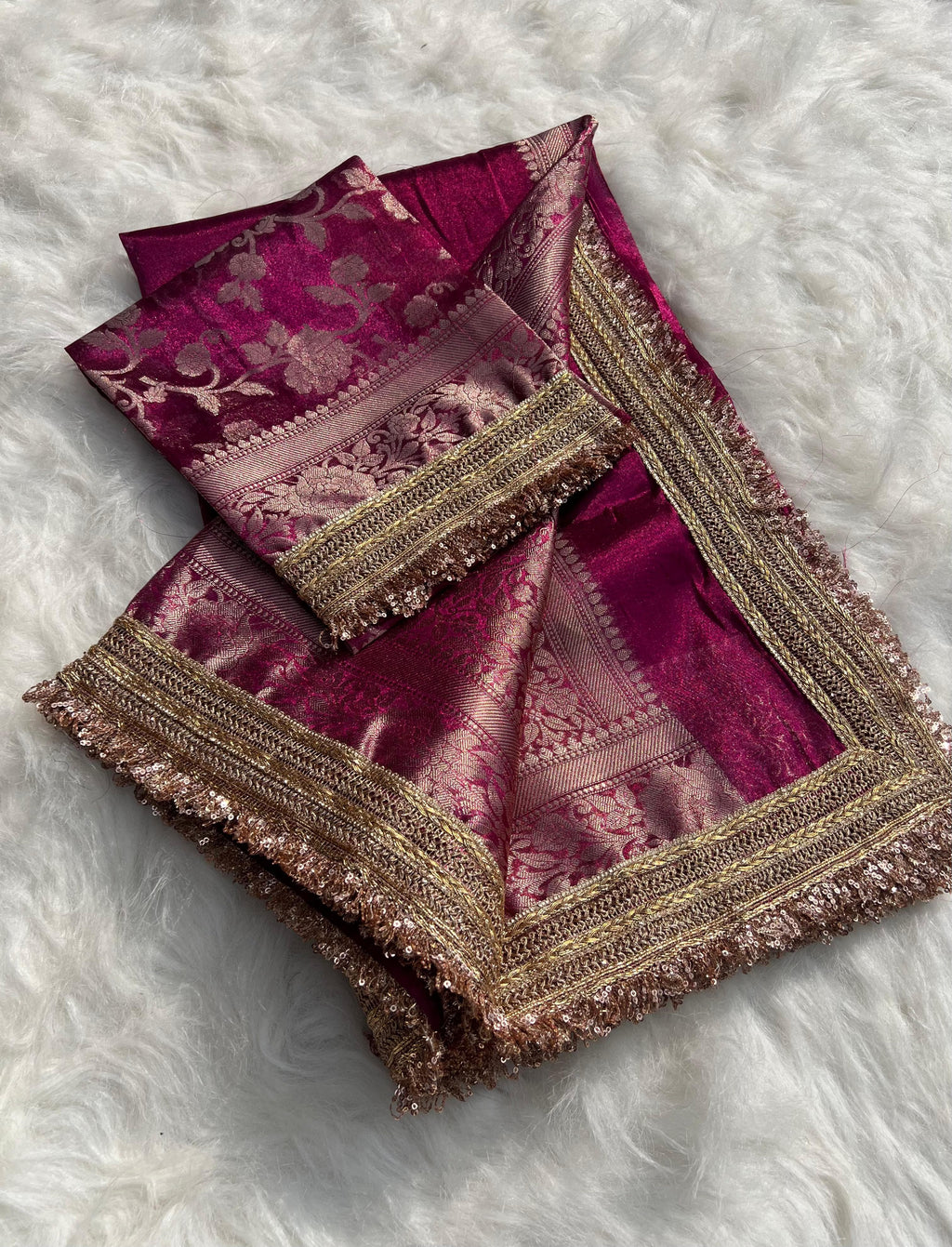 Banarasi Tissue Silk Saree With lace work border
