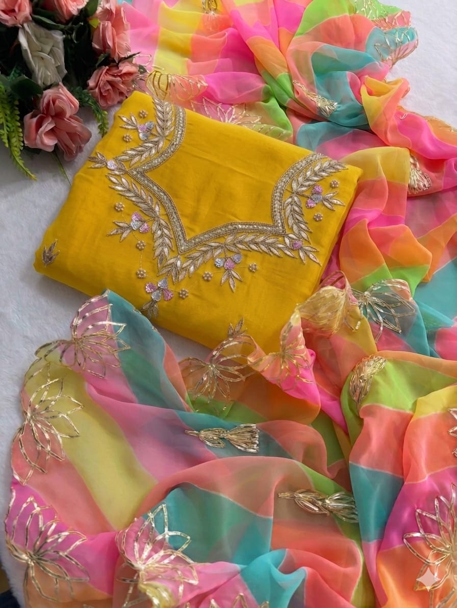Designer Georgette Suit Set with Gota Patti Work