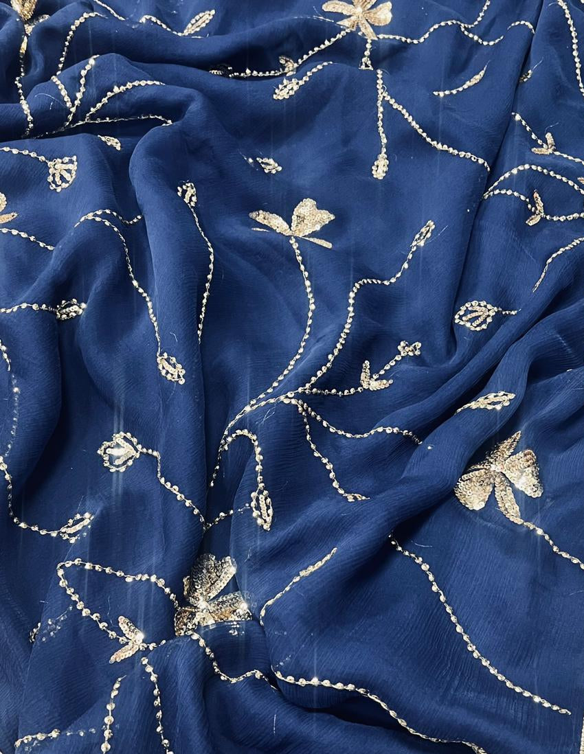 Pure Jaipuri Chiffon Jaal Work Saree With Blouse