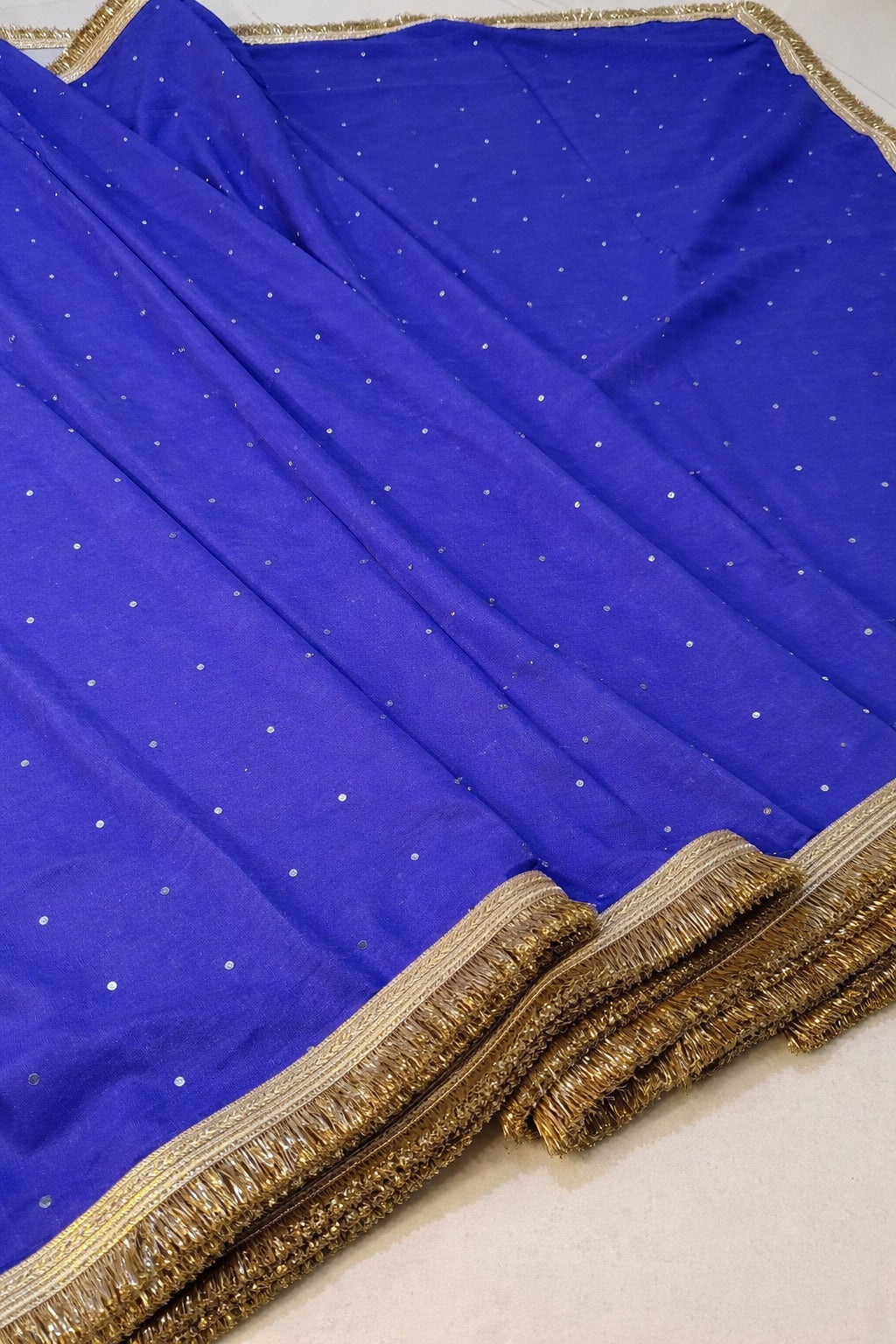 Designer Katan Cotton Banarasi Handwork Mirror and Lace Work Saree
