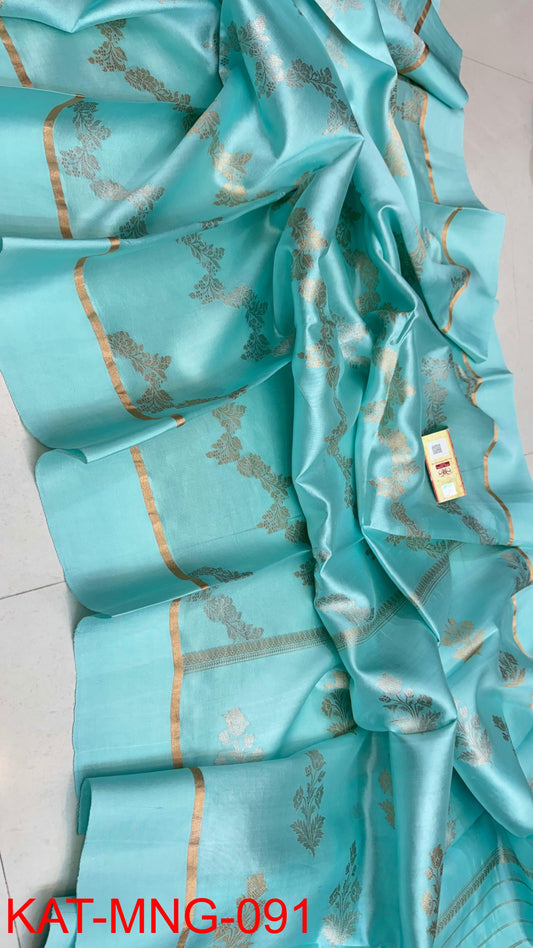 Pure Banarasi  Mango silk Saree With Contrast blouse
