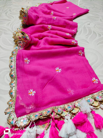 Beautiful Cotton Mulmul  Saree Multi Color Border