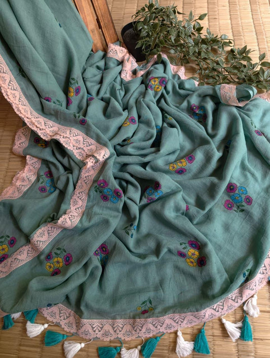 Beautiful Cotton Mulmul  Saree