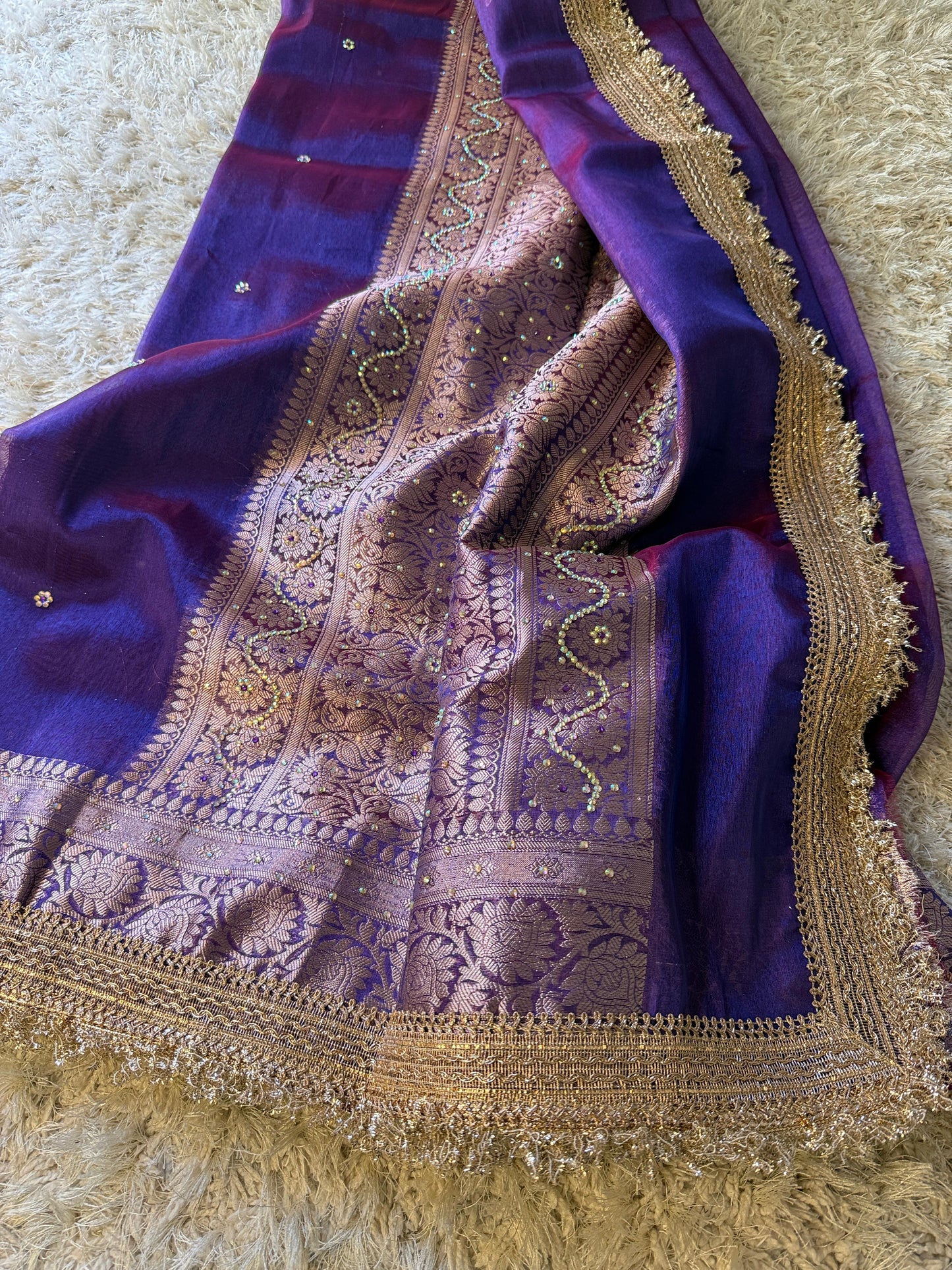 Banarasi Tissue Silk Saree With lace work border