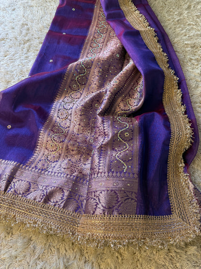 Banarasi Tissue Silk Saree With lace work border