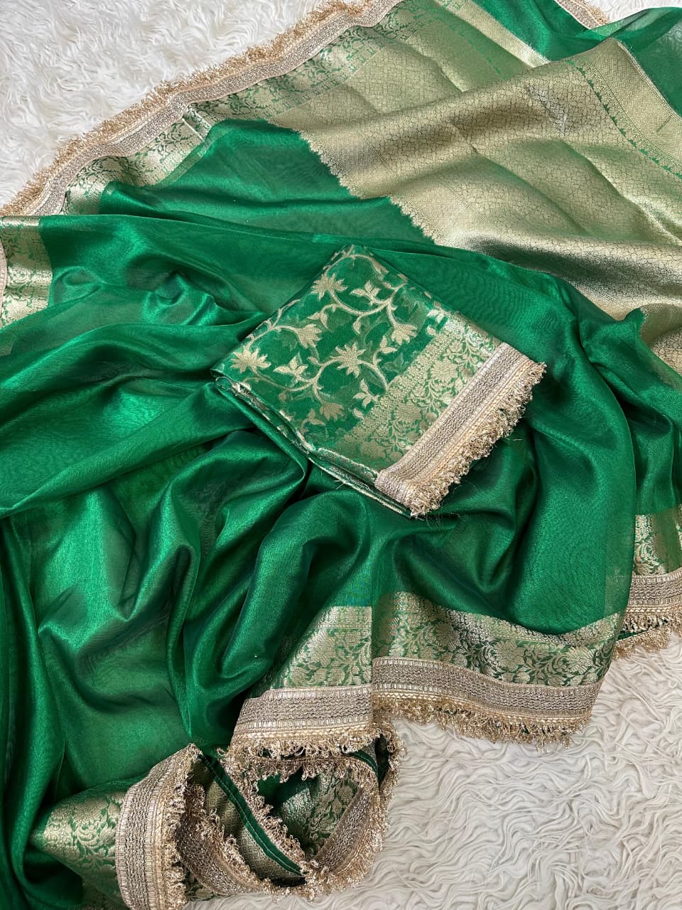 Banarasi Tissue Silk Saree With lace work border