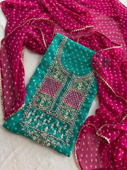 Designer Georgette Suit Set with Gota Patti Work