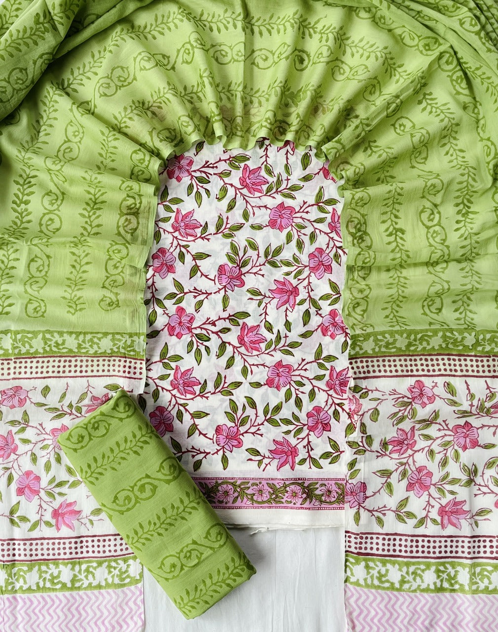 Exclusive new hand block printed cotton suits with cotton duptta