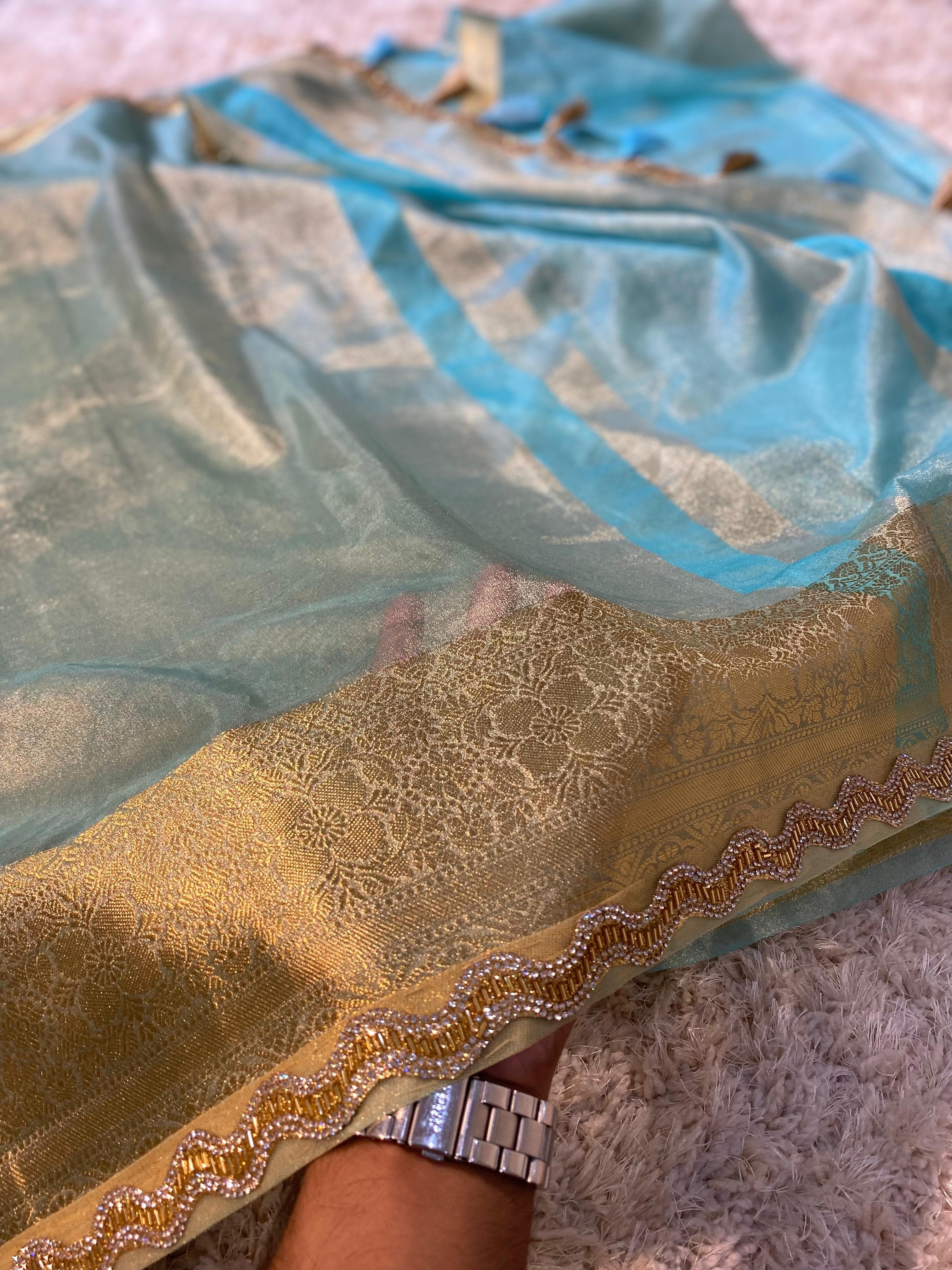 Banarasi tissue soft silk saree  with lace work