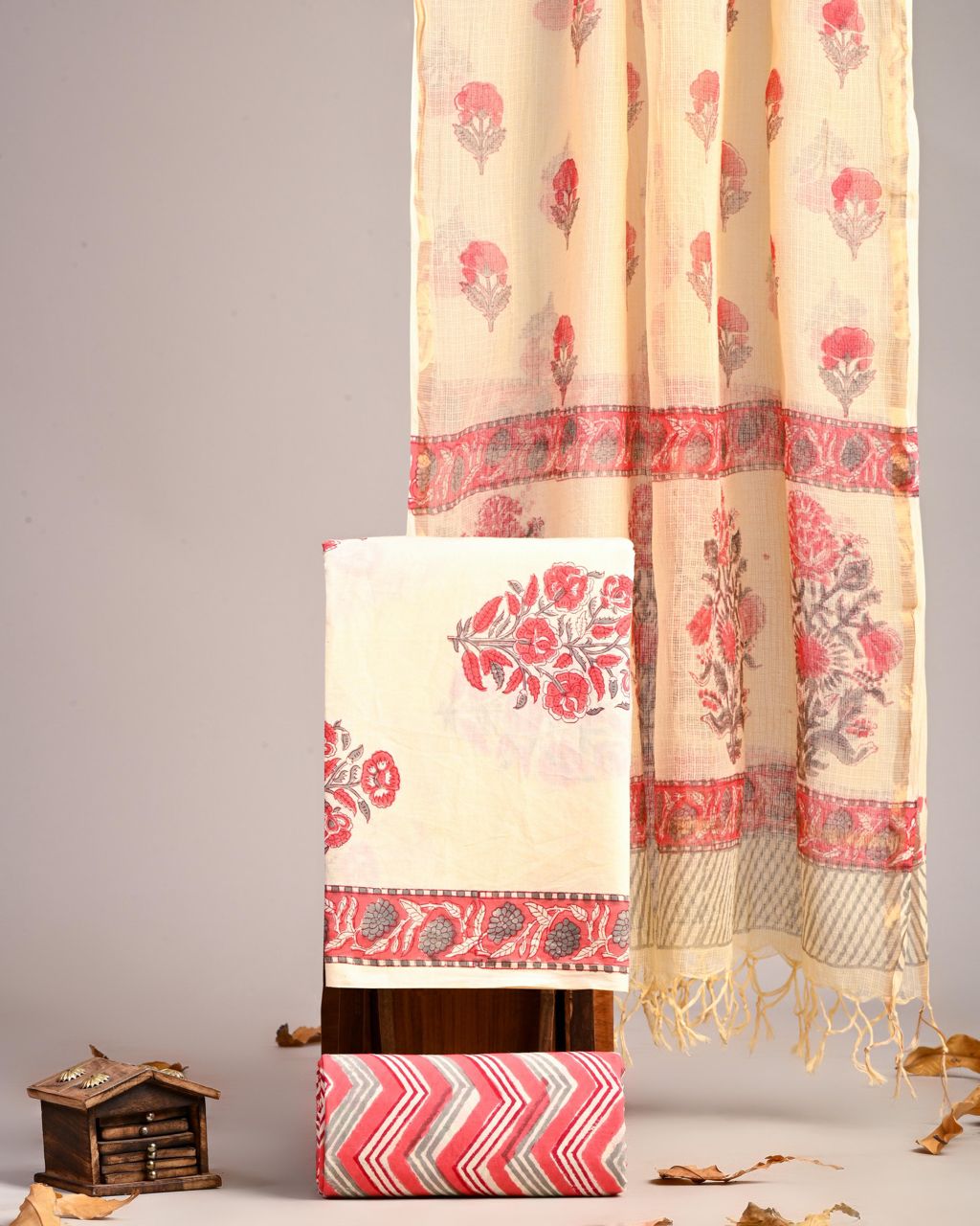 Pure Cotton Hand Block Print Suit With Kota Doriya Dupatta