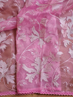 Pure organza silk chikankari work  saree with heavy blouse