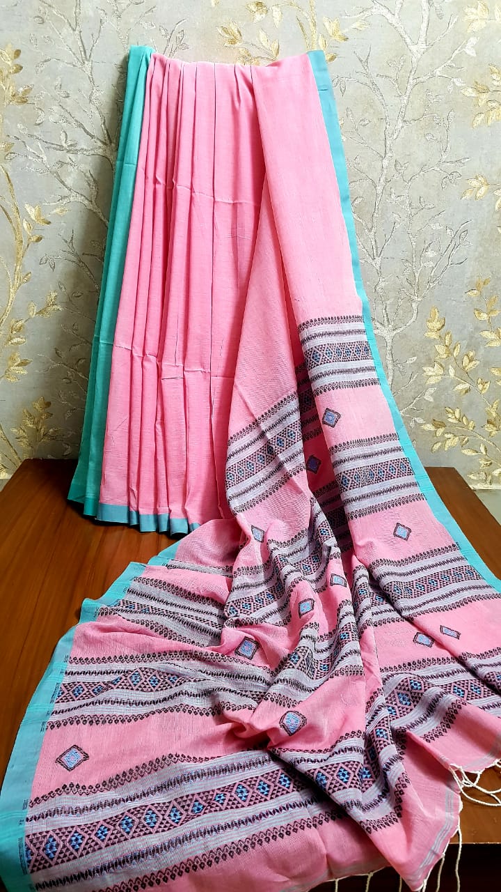 Bengal Handloom Pure Cotton saree with beautiful hand weaved work