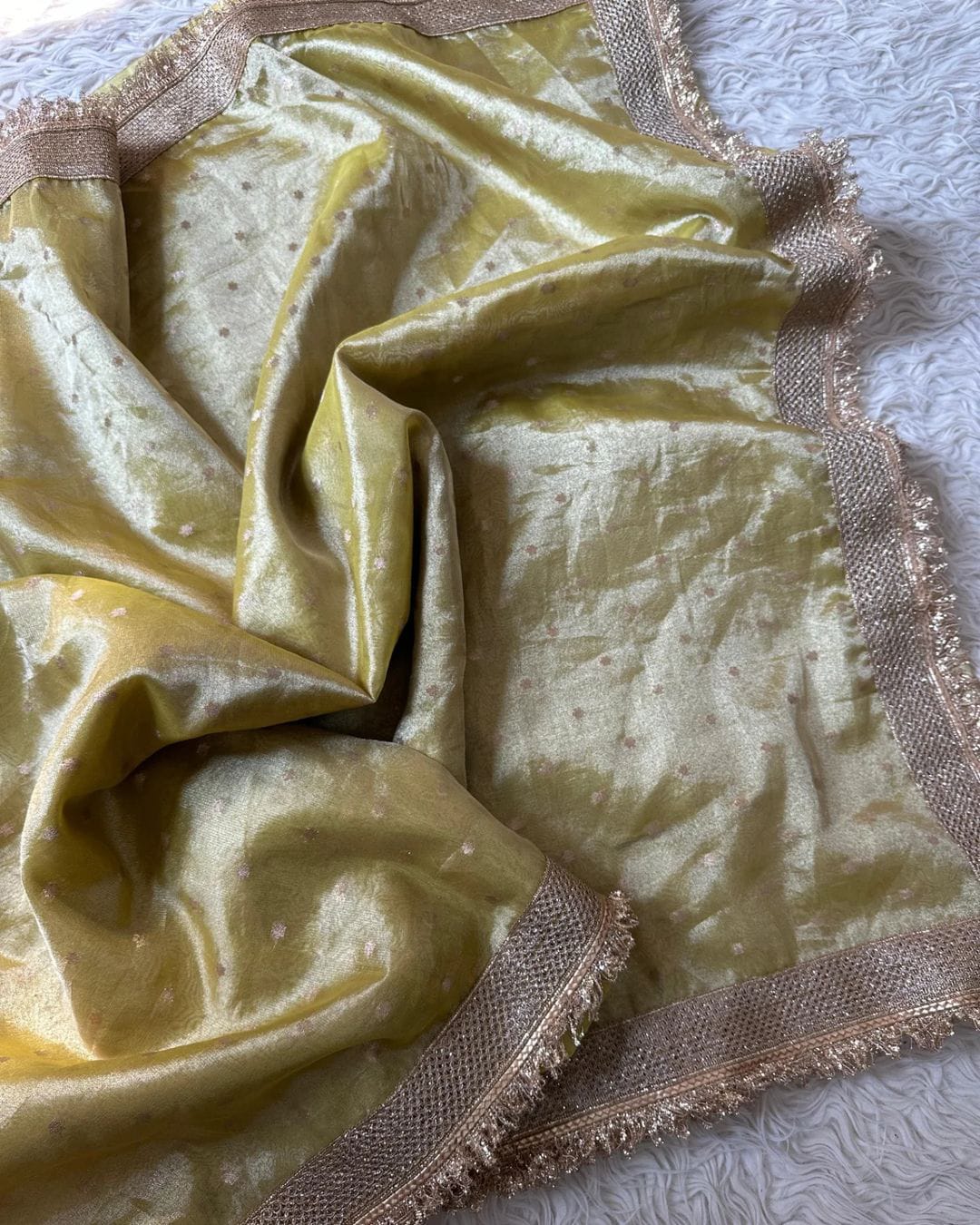 Banarasi Tissue Silk Saree with Broad Shiny lace Work