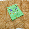 Pure Kota-Doria Unstitched Suit with Embroidery Work