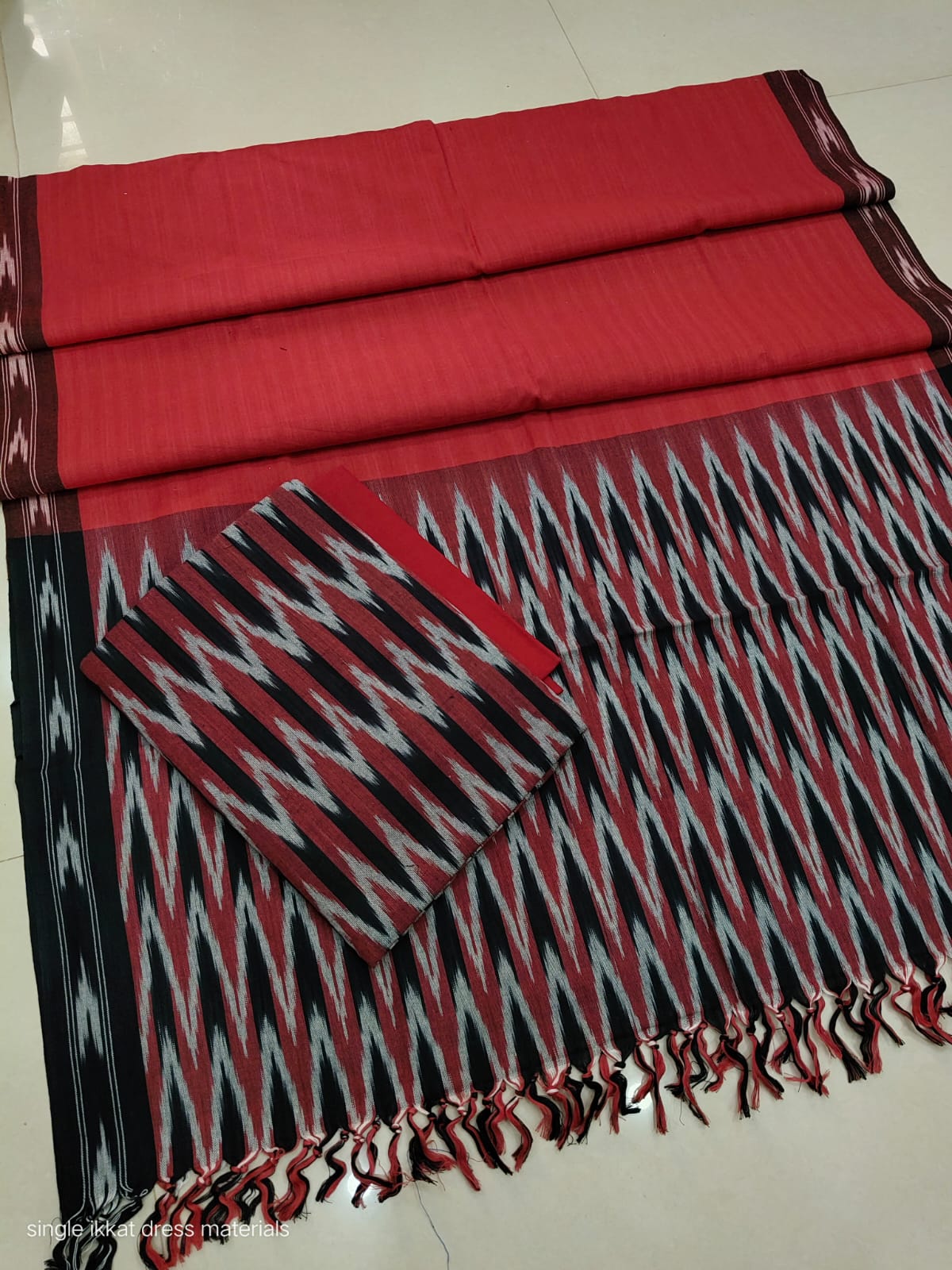 Pure  ikkat Cotton Unstitched Suit With Dupatta