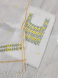 Pure Kota-Doria Unstitched Suit with Embroidery Work