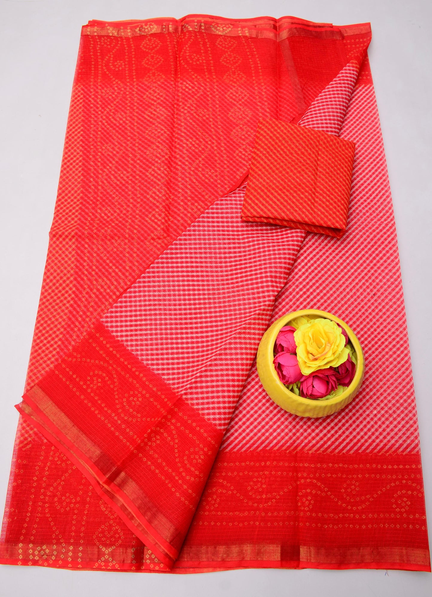 Pure Cotton Kota Doria Kalam Kari Floral Print Sarees